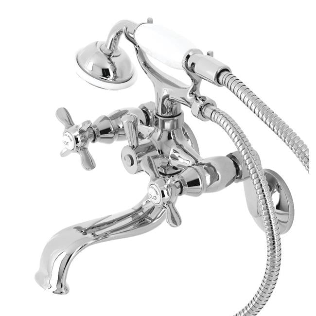 Polished Chrome Wall Mount Clawfoot Tub Faucet with Hand Shower