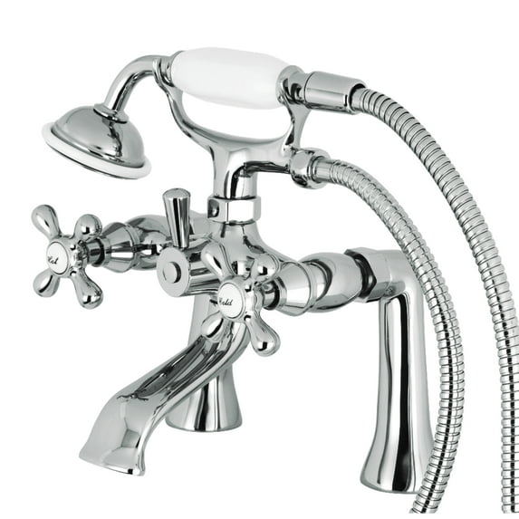 Kingston Brass KS268C Kingston 7" Center Deck-Mount Clawfoot Tub Faucet with Hand Shower, Polished Chrome