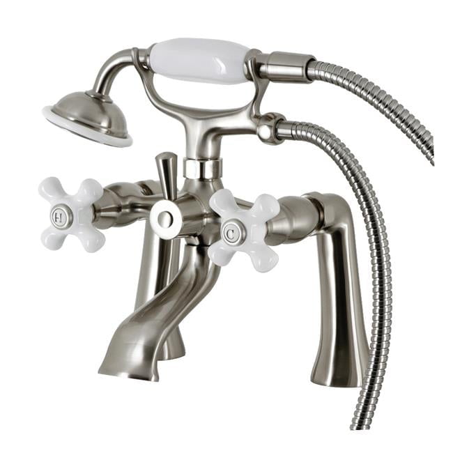 Brushed Nickel Deck Mount Clawfoot Tub Faucet with Hand Shower