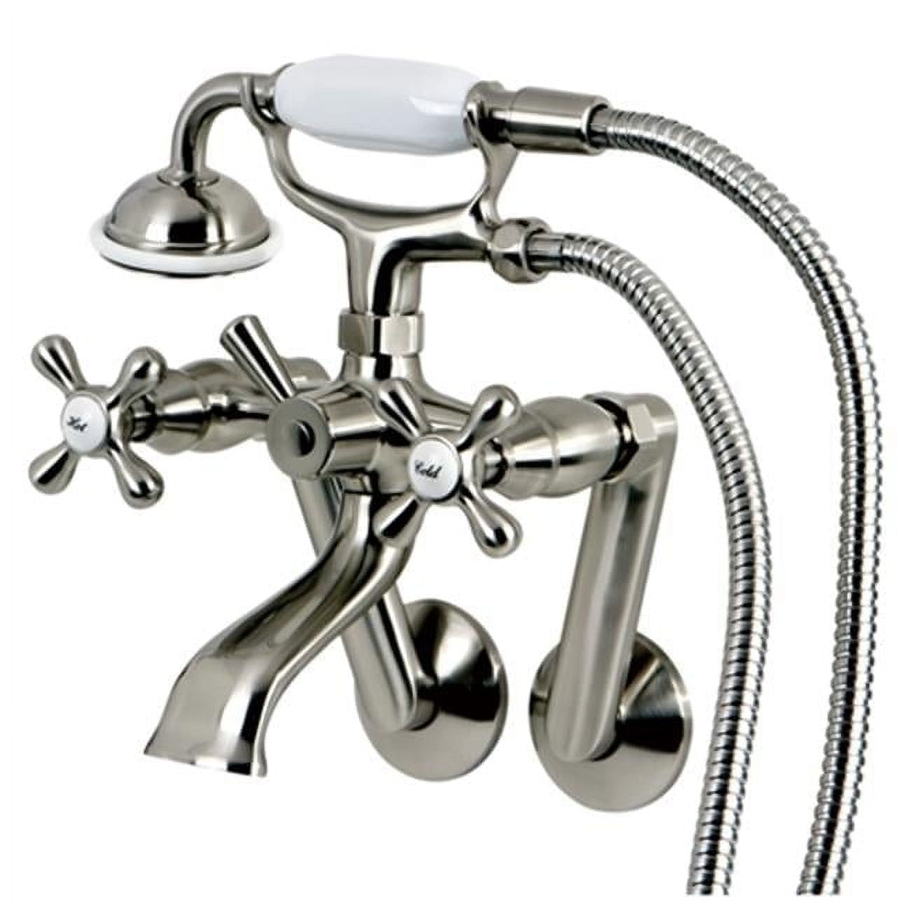 Brushed Nickel Wall Mount Clawfoot Tub Faucet with Hand Shower