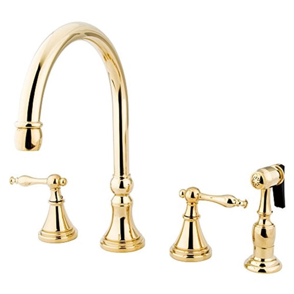 Kingston Brass Governor 8" Deck Mount Kitchen Faucet with Brass Sprayer