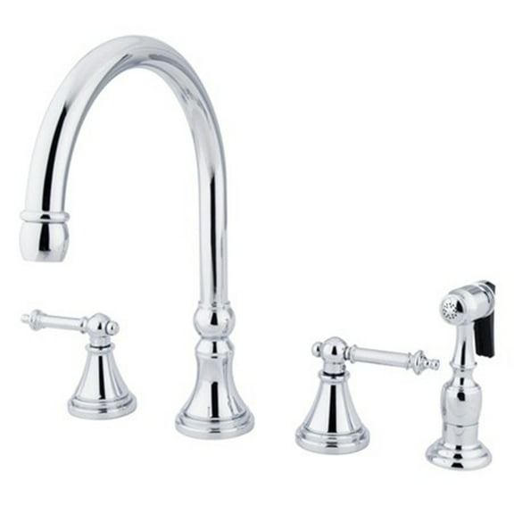 Kingston Brass KS2792TLBS Tuscany Deck Mount Kitchen Faucet w/Sprayer Brass