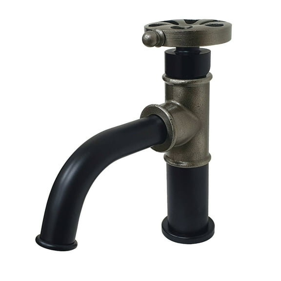 Kingston Brass KS2824RX Belknap One-Handle Single-Hole Bathroom Faucet with Push Pop-Up Drain, Matte Black/Black Stainless
