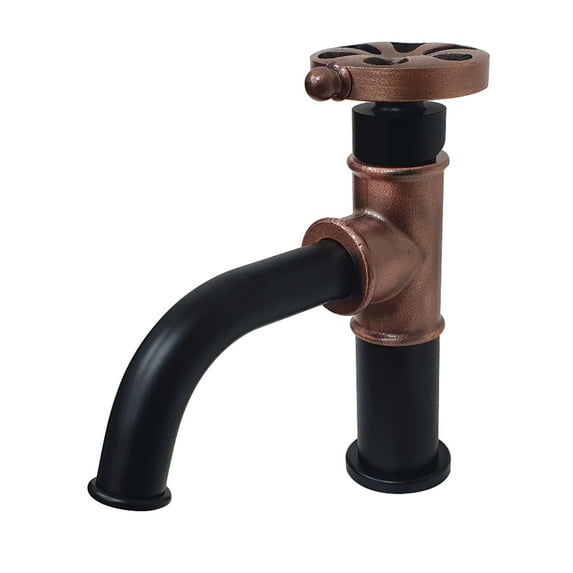 Kingston Brass KS282RXAC Belknap One-Handle Single-Hole Bathroom Faucet with Push Pop-Up Drain, Matte Black/Antique Copper