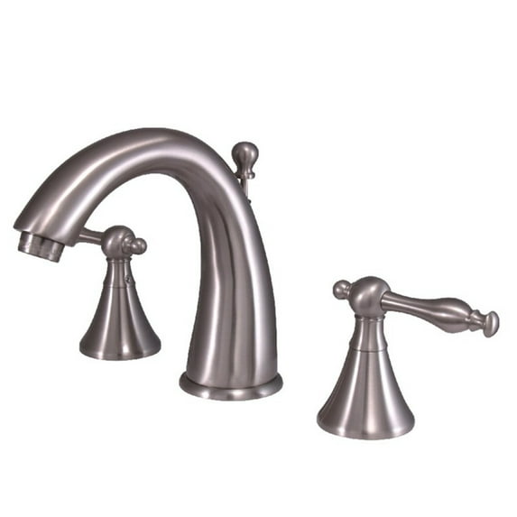 Kingston Brass KS2979NL Naples Widespread Lavatory Faucet, Satin Nickel and P...