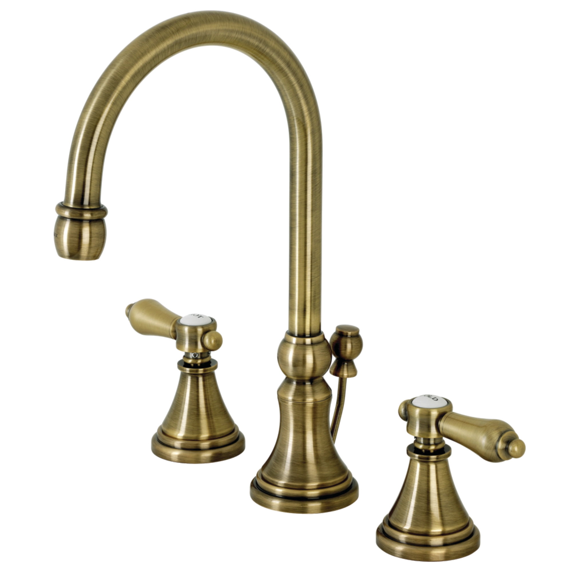 Kingston Brass KS2983BAL Heirloom Widespread Bathroom Faucet with Brass Pop-Up, Antique Brass