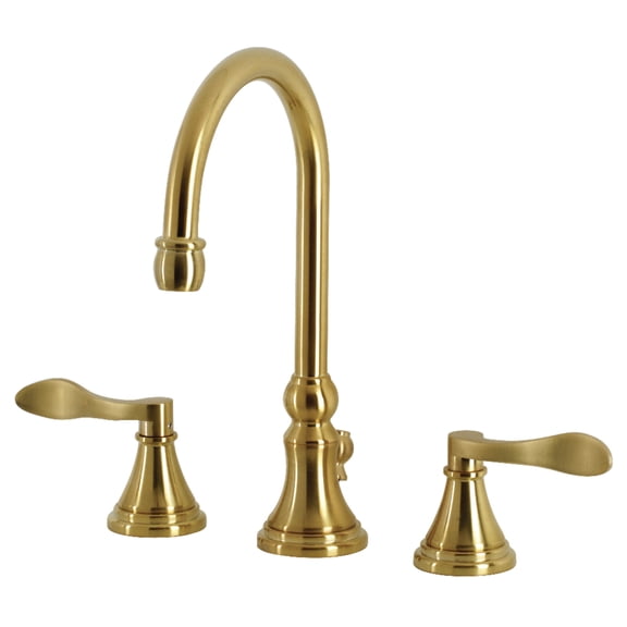 Kingston Brass KS2987DFL NuFrench Widespread Bathroom Faucet with Brass Pop-Up, Brushed Brass