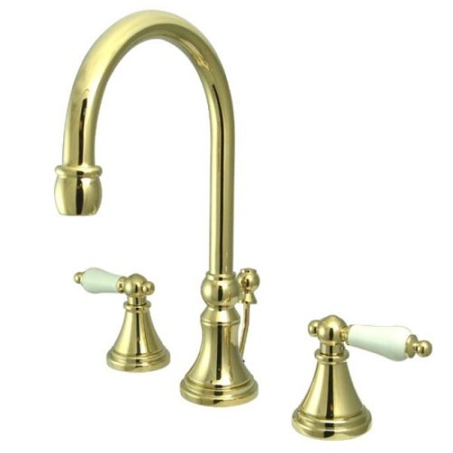 Polished Brass Widespread Bathroom Faucet with Lever Handles