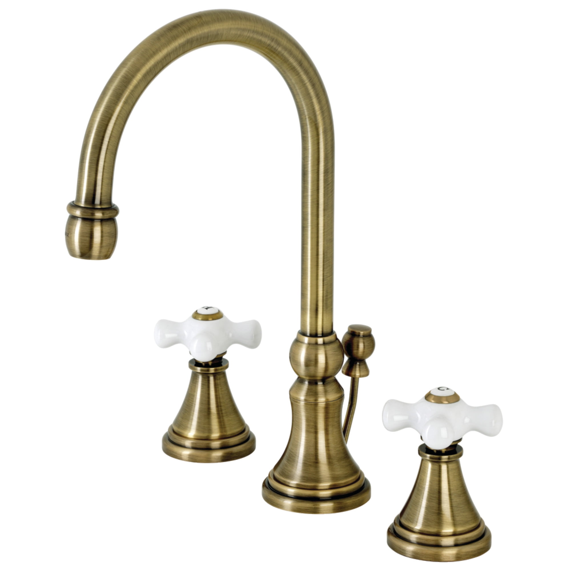 Kingston Brass KS2983PX Governor Widespread Bathroom Faucet with Brass Pop-Up, Antique Brass