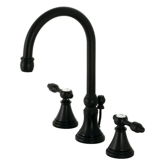 Kingston Brass KS2980TAL Tudor Widespread Bathroom Faucet with Brass Pop-Up, Matte Black