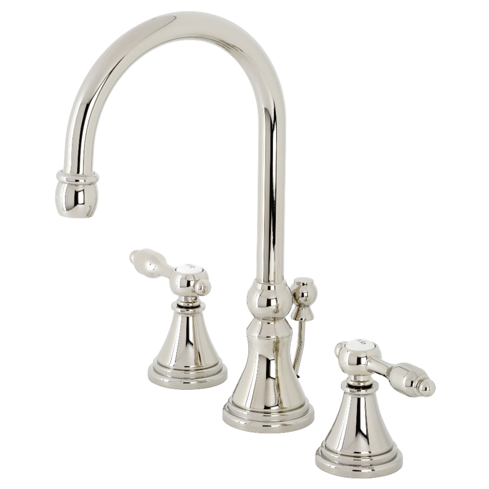 Kingston Brass KS2986TAL Tudor Widespread Bathroom Faucet with Brass Pop-Up, Polished Nickel