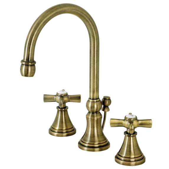 Kingston Brass KS2983ZX Millennium Widespread Bathroom Faucet with Brass Pop-Up, Antique Brass