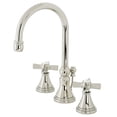 thumbnail image 1 of Kingston Brass KS2986ZX Millennium Widespread Bathroom Faucet with Brass Pop-Up, Polished Nickel, 1 of 8