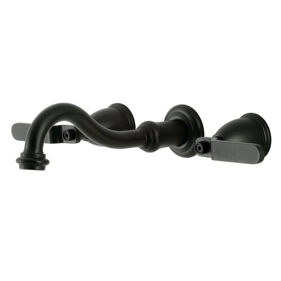 Kingston Brass KS3120KL Whitaker Double-Handle Wall Mount Bathroom Faucet, Matte Black