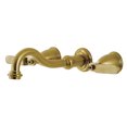 thumbnail image 1 of Kingston Brass KS3127KL Whitaker Double-Handle Wall Mount Bathroom Faucet, Brushed Brass, 1 of 8