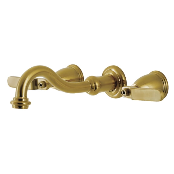 Kingston Brass KS3127KL Whitaker Double-Handle Wall Mount Bathroom Faucet, Brushed Brass