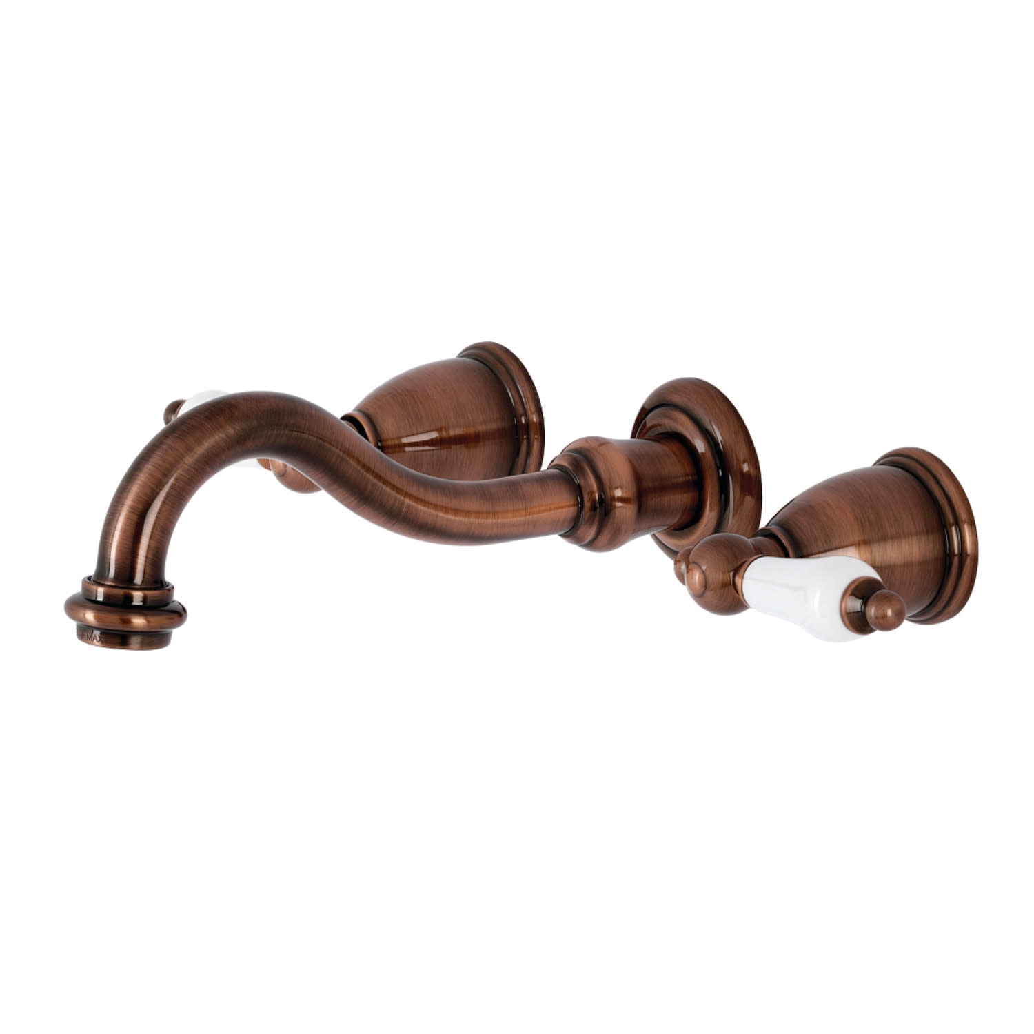 Antique Copper Dual Lever Wall-Mounted Bathroom Faucet