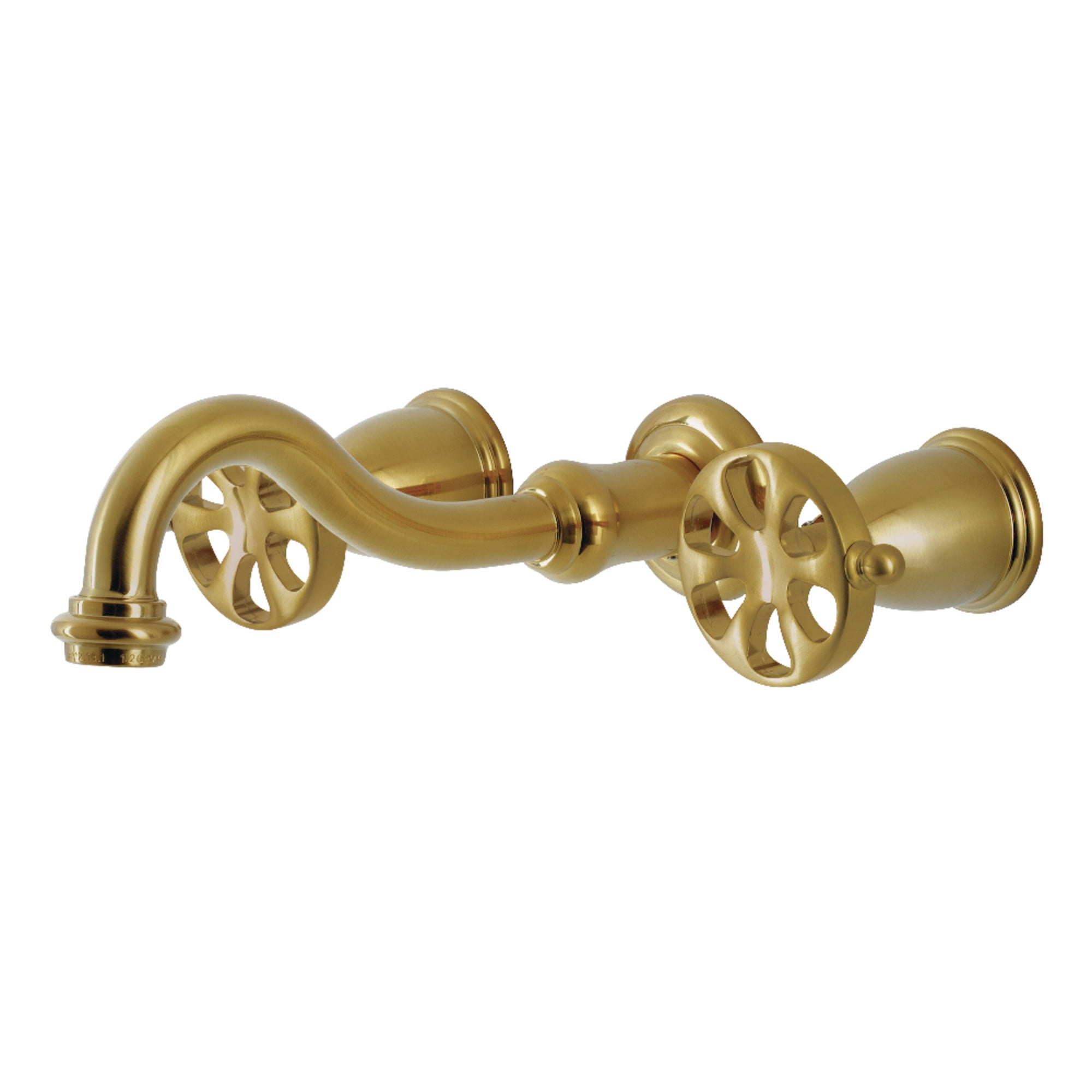 Kingston Brass KS3127RX Belknap Double-Handle Wall Mount Bathroom Faucet, Brushed Brass
