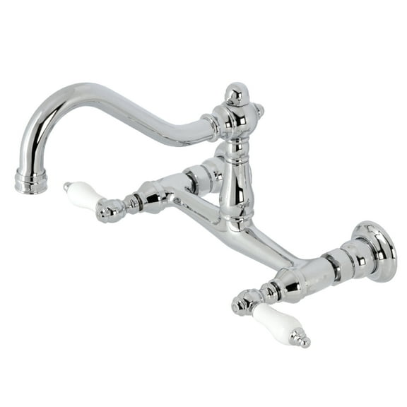 Kingston Brass KS3241PL Vintage Double-Handle Wall Mount Bathroom Faucet, Polished Chrome