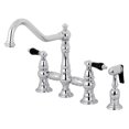 thumbnail image 1 of Kingston Brass KS3271PKLBS Duchess Bridge Kitchen Faucet with Brass Side Sprayer, Polished Chrome, 1 of 7