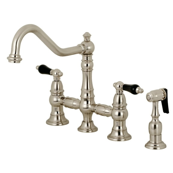 Kingston Brass KS3278PKLBS Duchess Bridge Kitchen Faucet with Brass Side Sprayer, Brushed Nickel