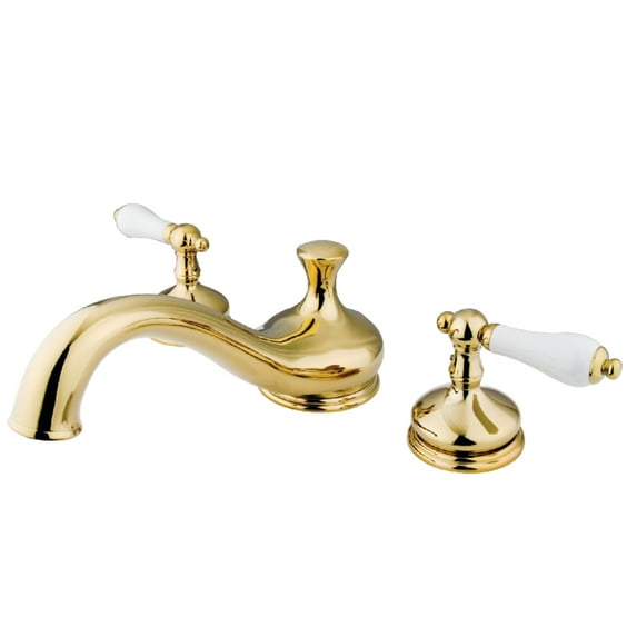 Kingston Brass KS3332PL Heritage Two-Handle Deck Mount Roman Tub Faucet, Polished Brass