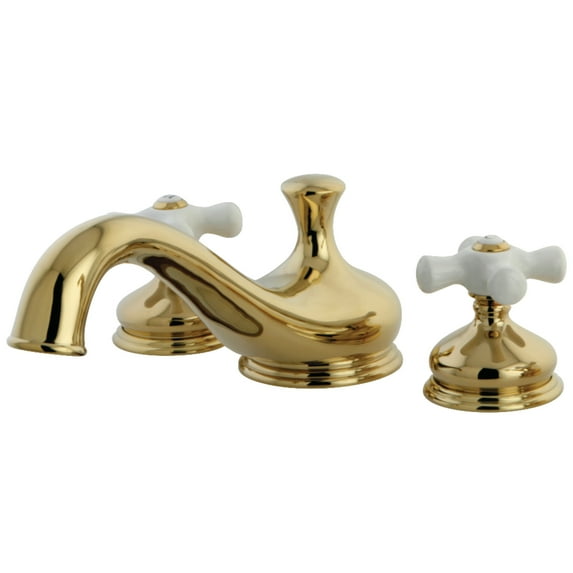 Kingston Brass KS3332PX Heritage Two-Handle Deck Mount Roman Tub Faucet, Polished Brass