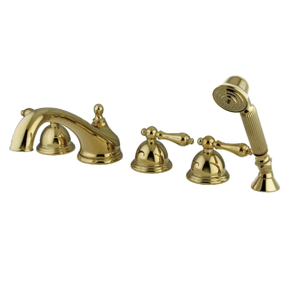 Kingston Brass KS33525AL Milano 5-Piece Roman Tub Faucet with Hand Shower, Polished Brass