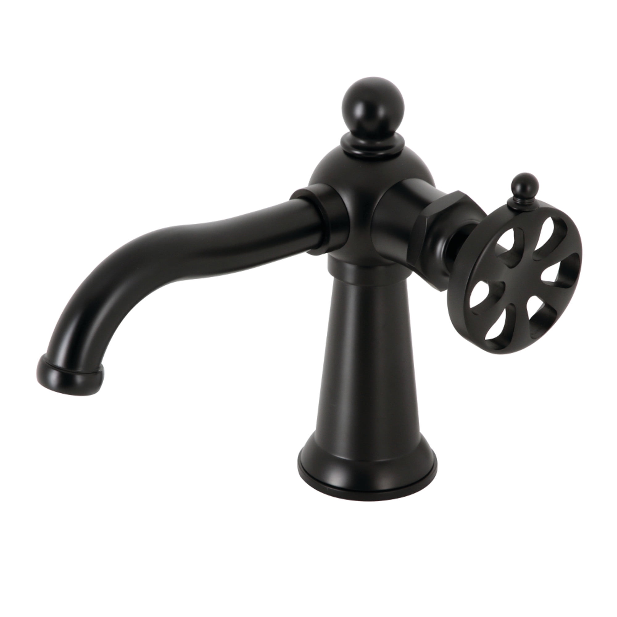 Kingston Brass KS3540RX Belknap One-Handle Single-Hole Bathroom Faucet with Push Pop-Up Drain, Matte Black
