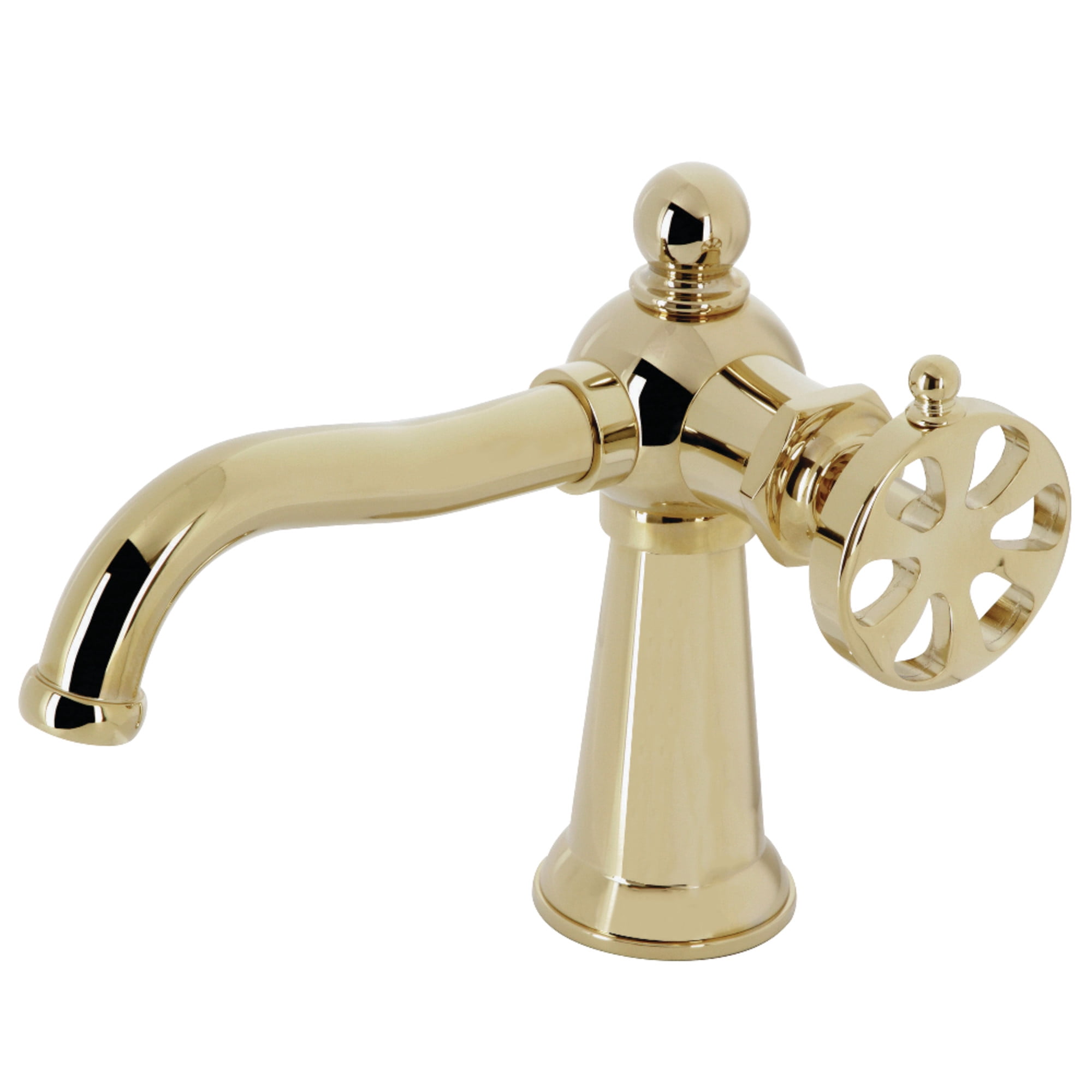 Kingston Brass KS3542RX Belknap One-Handle Single-Hole Bathroom Faucet with Push Pop-Up Drain, Polished Brass