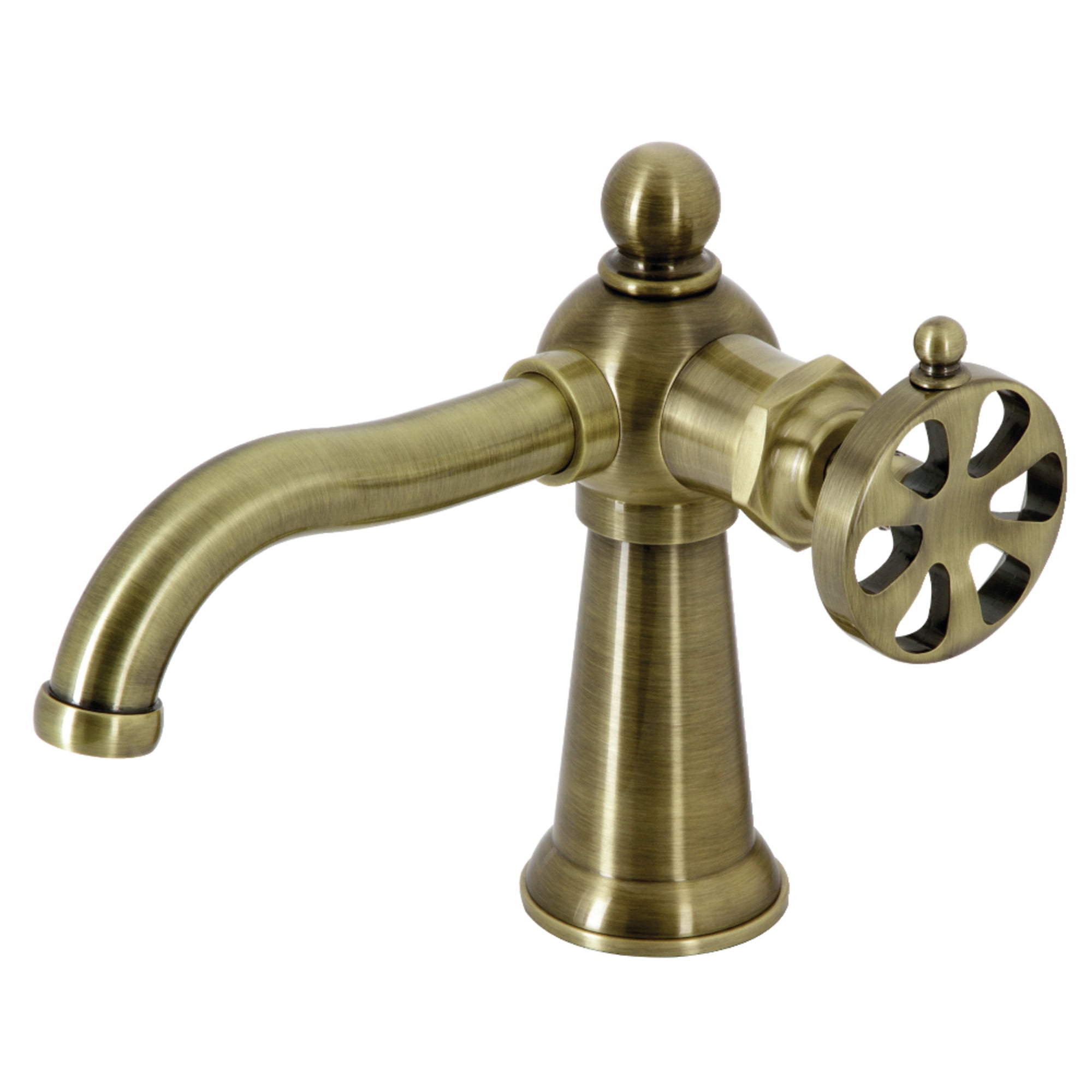 Kingston Brass KS3543RX Belknap One-Handle Single-Hole Bathroom Faucet with Push Pop-Up Drain, Antique Brass
