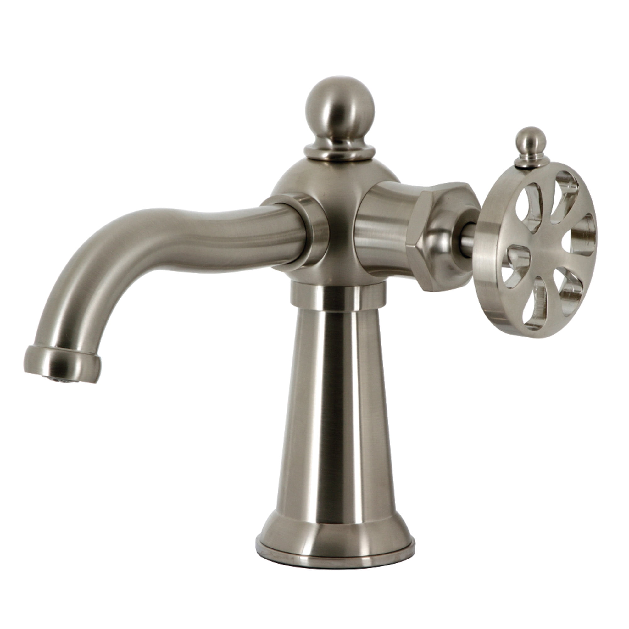 Kingston Brass KS3548RX Belknap One-Handle Single-Hole Bathroom Faucet with Push Pop-Up Drain, Brushed Nickel