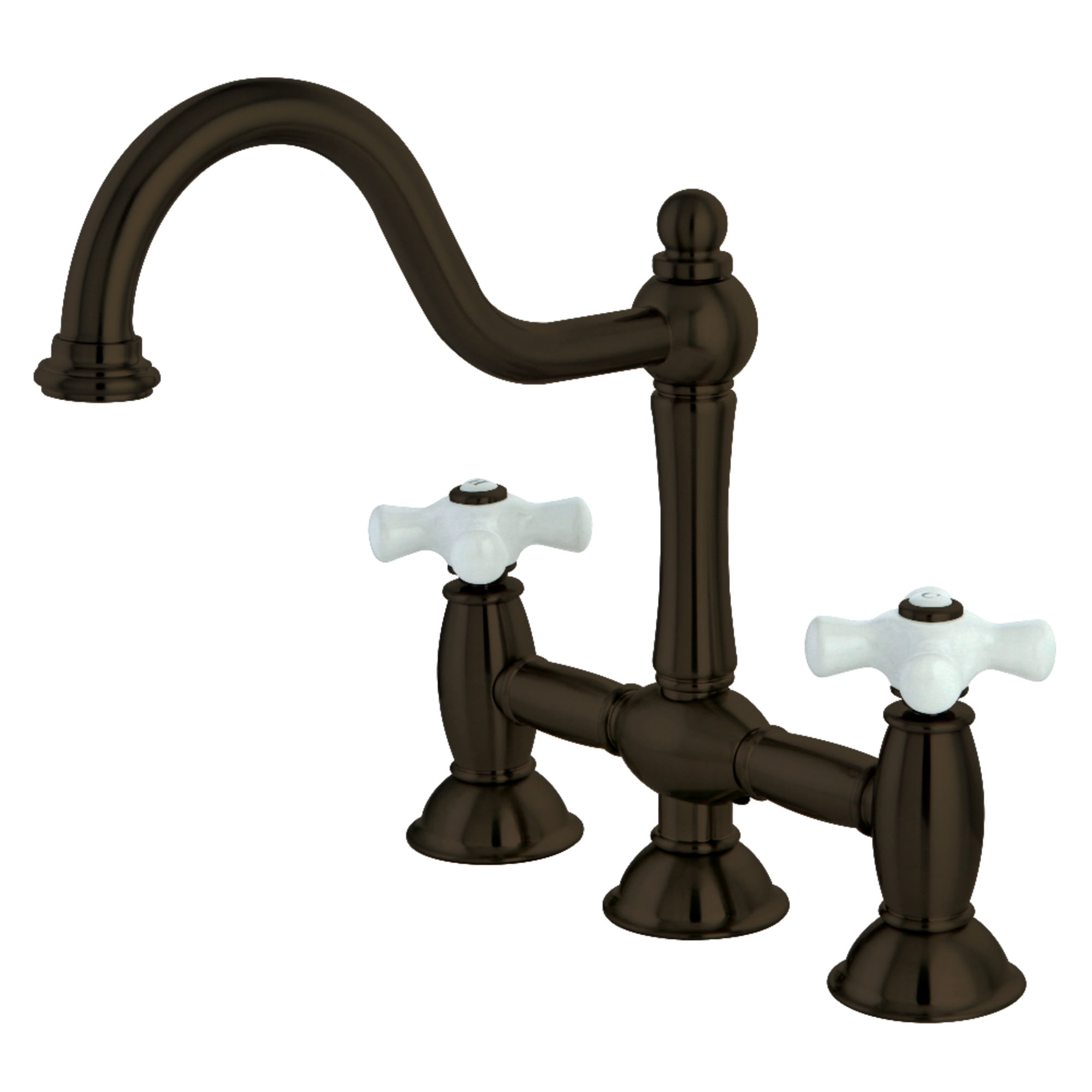 Kingston Brass KS3785PX Restoration Bridge Kitchen Faucet, Oil Rubbed Bronze