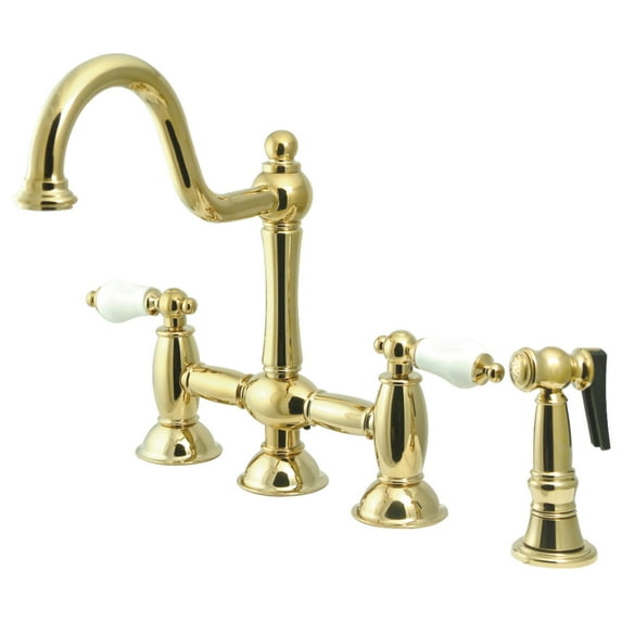 8 in. Deck Mount Kitchen Faucet with Brass Sprayer