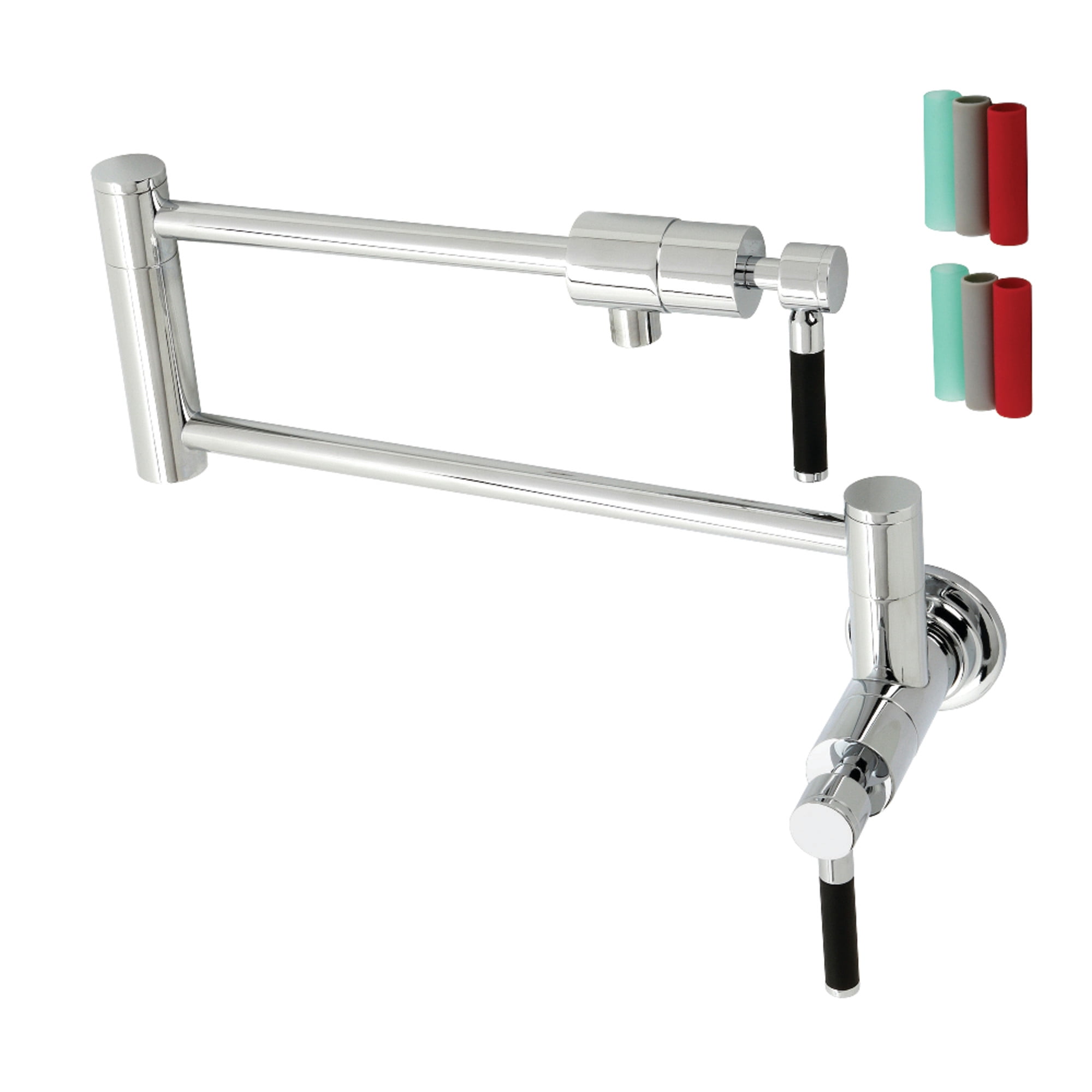 Kingston Brass KS4101DKL Kaiser Two-Handle 1-Hole Wall Mount Pot Filler Faucet in Polished Chrome
