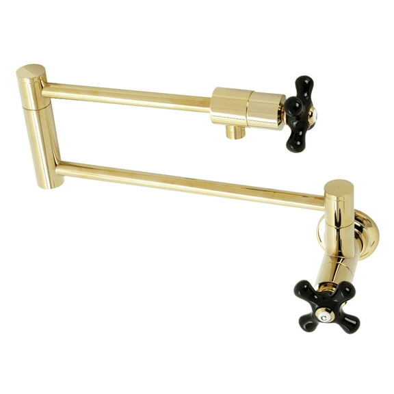 Kingston Brass KS4102PKX Duchess Two-Handle 1-Hole Wall Mount Pot Filler Faucet in Polished Brass