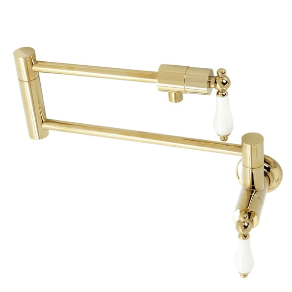 Kingston Brass KS4102PL Metropolitan Two-Handle 1-Hole Wall Mount Pot Filler Faucet in Polished Brass
