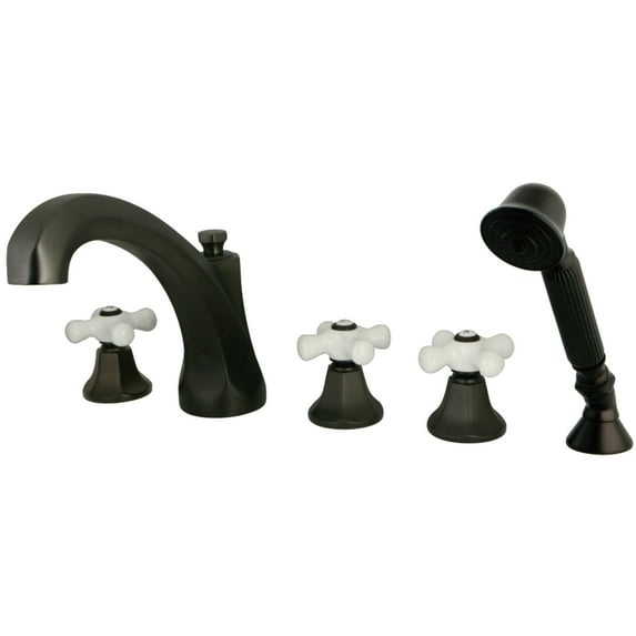 Kingston Brass KS43255PX 5-Piece Roman Tub Faucet with Hand Shower, Oil Rubbed Bronze