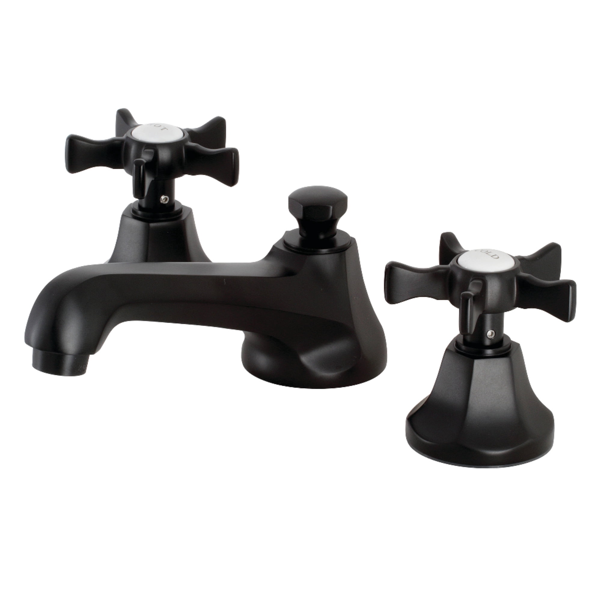 Kingston Brass KS4460NX Hamilton Widespread Bathroom Faucet with Brass Pop-Up, Matte Black