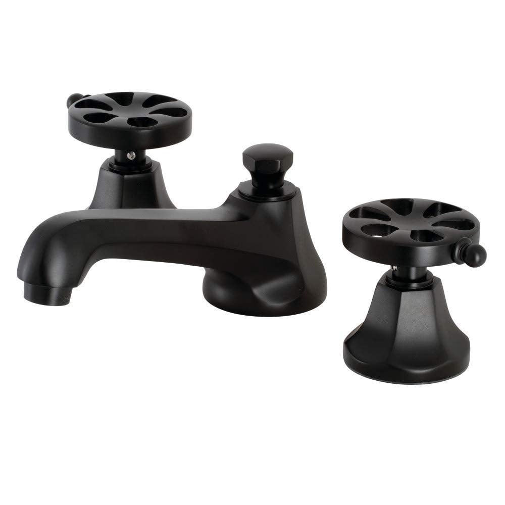 Matte Black Brass Widespread Bathroom Faucet with Pop-Up Drain