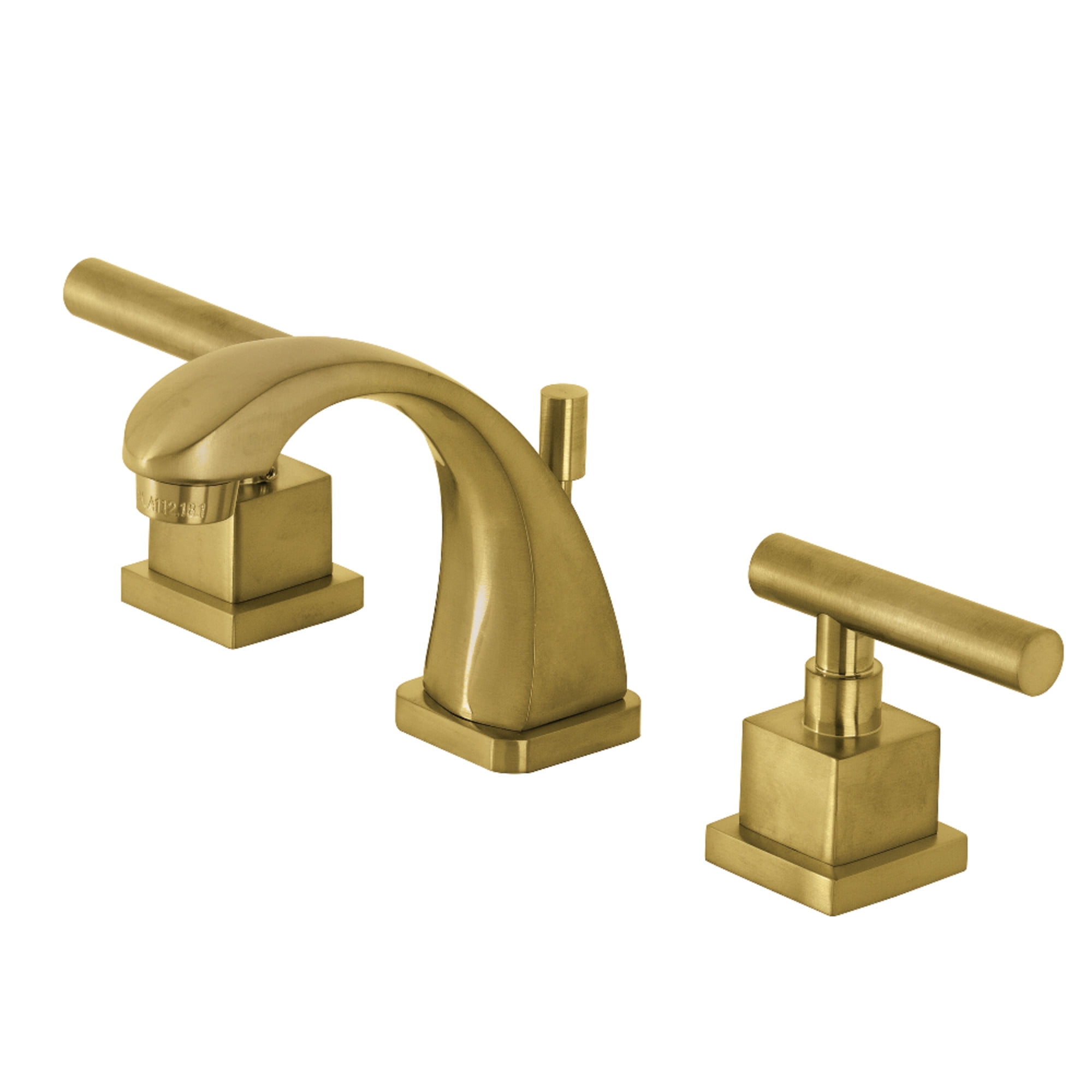 Kingston Brass KS4947CQL Claremont Widespread Bathroom Faucet with Brass Pop-Up, Brushed Brass