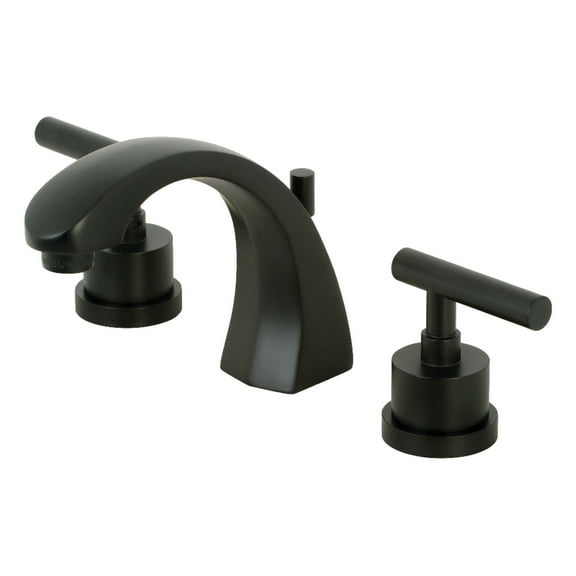 Kingston Brass KS4980CML Manhattan Widespread Bathroom Faucet with Brass Pop-Up, Matte Black