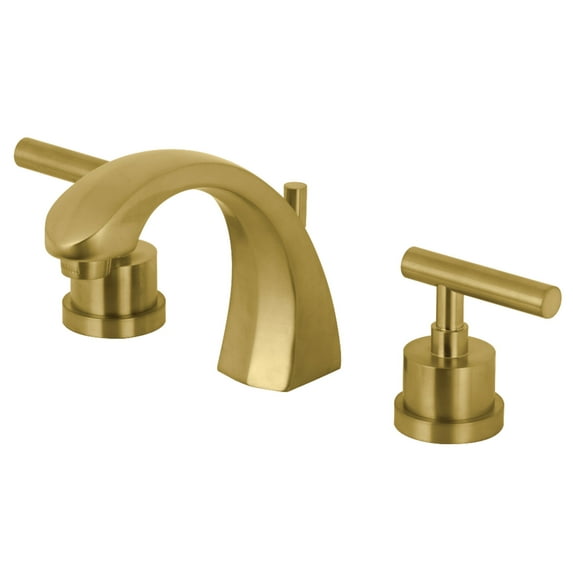 Kingston Brass KS4987CML Manhattan Widespread Bathroom Faucet with Brass Pop-Up, Brushed Brass