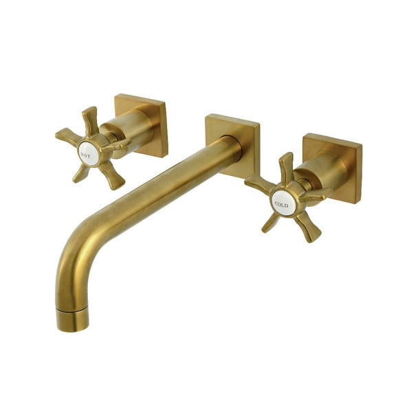 Kingston Brass KS6027NX Hamilton Two-Handle Wall Mount Roman Tub Faucet, Brushed Brass