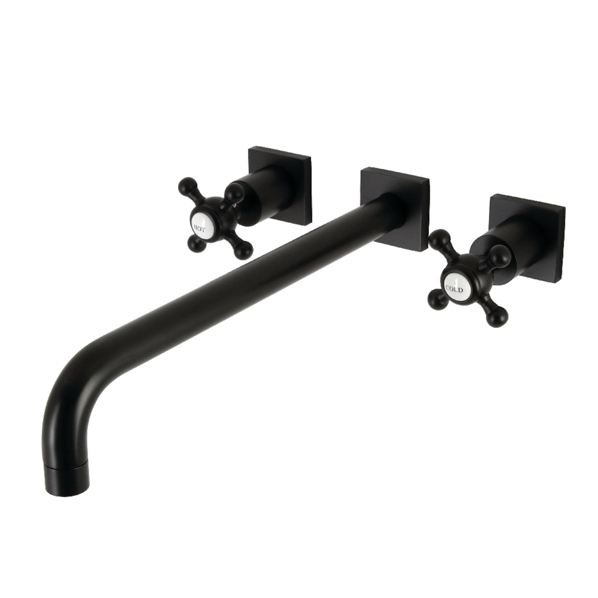 Kingston Brass KS6040BX Metropolitan Two-Handle 3-Hole Wall Mount Roman Tub Faucet in Matte Black