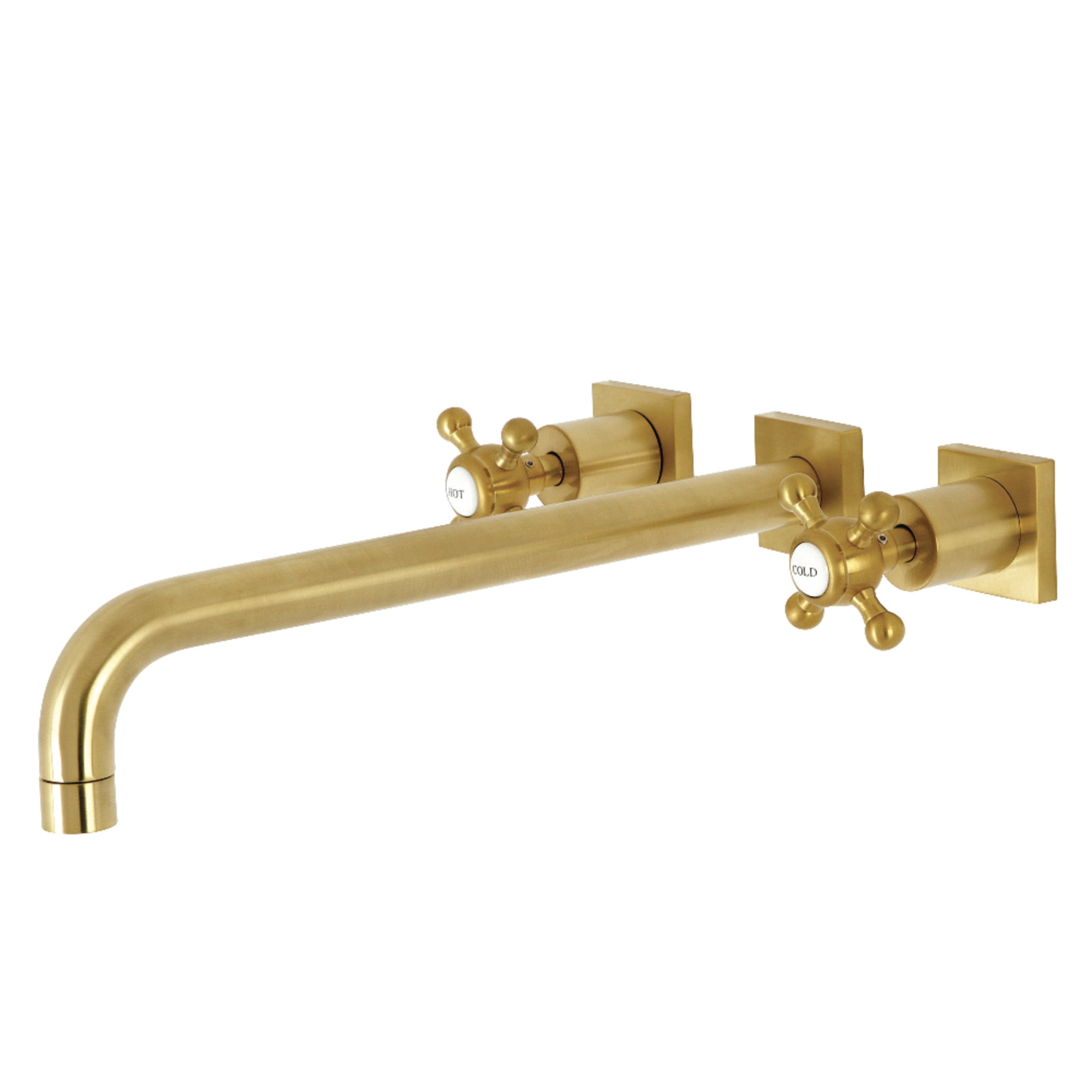 Kingston Brass KS6047BX Metropolitan Two-Handle Wall Mount Roman Tub Faucet, Brushed Brass
