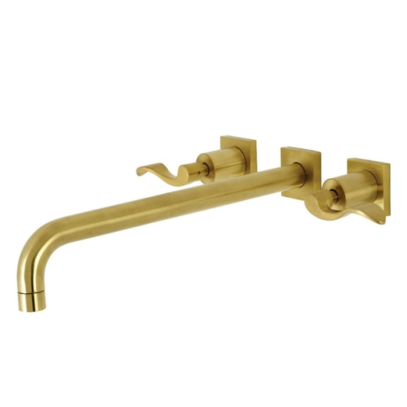 Kingston Brass KS6047DFL NuWave Two-Handle Wall Mount Roman Tub Faucet, Brushed Brass