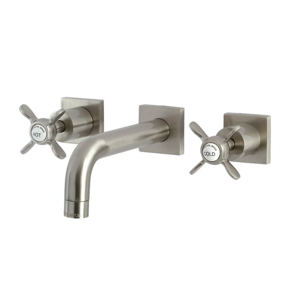 Kingston Brass KS6128BEX Essex Double-Handle Wall Mount Bathroom Faucet, Brushed Nickel