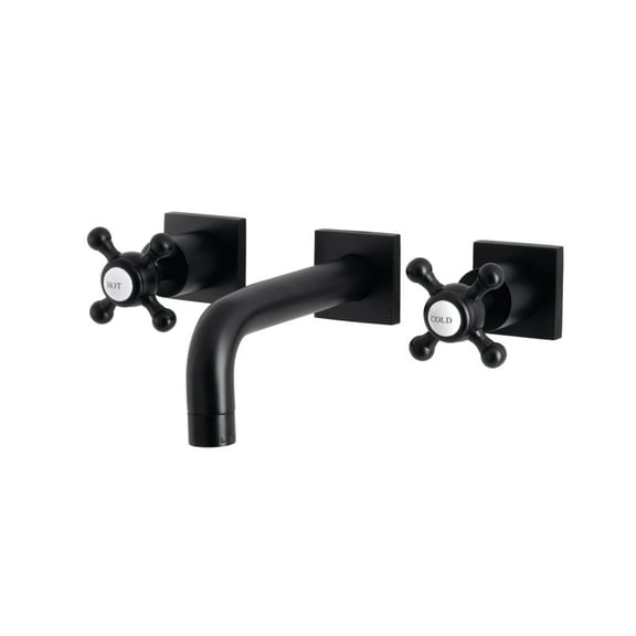 Kingston Brass KS6120BX Metropolitan Double-Handle Wall Mount Bathroom Faucet, Matte Black