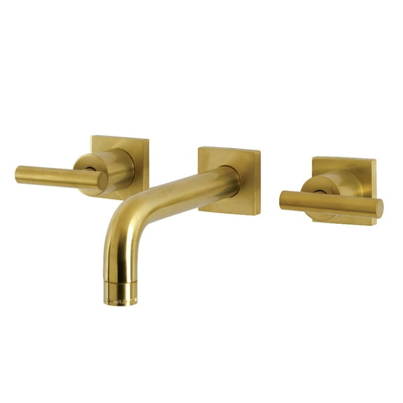Kingston Brass KS6127CML Manhattan Double-Handle Wall Mount Bathroom Faucet, Brushed Brass